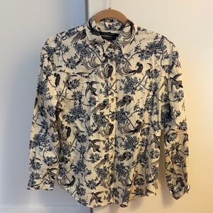 Scotch and Soda Blue and White Bird Print Shirt